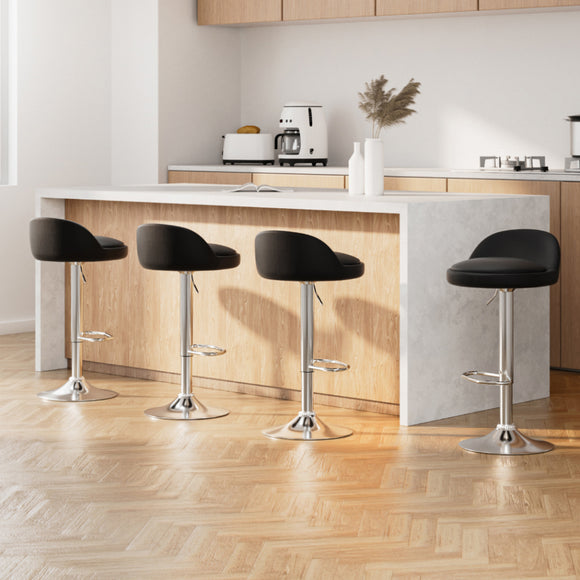 NNEDSZ Artiss 4x Bar Stools PU Leather Gas Lift Black
