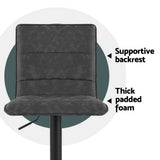 NNEDSZ Artiss 4x Bar Stools Gas Lift Vintage Leather Grey