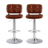 Artiss 2x Bar Stools Kitchen Swivel Gas Lift Counter Chair Tuft PU Leather Brown