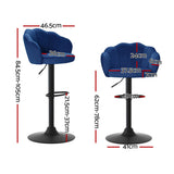 NNEDSZ Artiss 4x Bar Stools Gas Lift Velvet Blue