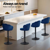 NNEDSZ Artiss 4x Bar Stools Gas Lift Velvet Blue
