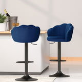 NNEDSZ Artiss 4x Bar Stools Gas Lift Velvet Blue