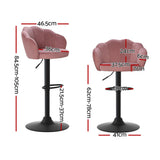 NNEDSZ Artiss 4x Bar Stools Gas Lift Velvet Pink