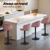 NNEDSZ Artiss 4x Bar Stools Gas Lift Velvet Pink