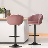 NNEDSZ Artiss 4x Bar Stools Gas Lift Velvet Pink