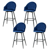 NNEDSZ Artiss 4x Bar Stools Velvet Swivel Metal Legs Blue