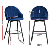 NNEDSZ Artiss 4x Bar Stools Velvet Swivel Metal Legs Blue