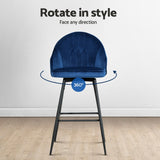 NNEDSZ Artiss 4x Bar Stools Velvet Swivel Metal Legs Blue