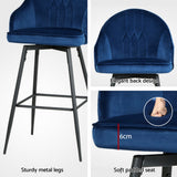 NNEDSZ Artiss 4x Bar Stools Velvet Swivel Metal Legs Blue