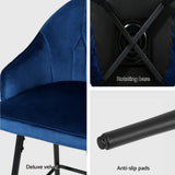 NNEDSZ Artiss 4x Bar Stools Velvet Swivel Metal Legs Blue