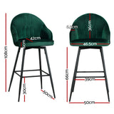 NNEDSZ Artiss 4x Bar Stools Velvet Swivel Metal Legs Green