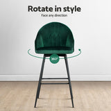 NNEDSZ Artiss 4x Bar Stools Velvet Swivel Metal Legs Green
