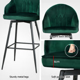NNEDSZ Artiss 4x Bar Stools Velvet Swivel Metal Legs Green