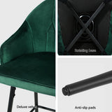 NNEDSZ Artiss 4x Bar Stools Velvet Swivel Metal Legs Green