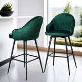 NNEDSZ Artiss 4x Bar Stools Velvet Swivel Metal Legs Green