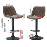 NNEDSZ Artiss 4x Bar Stools Gas Lift Vintage Leather Brown