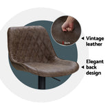 NNEDSZ Artiss 4x Bar Stools Gas Lift Vintage Leather Brown