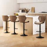 NNEDSZ Artiss 4x Bar Stools Vintage Leather Gas Lift Brown