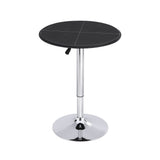 Artiss Bar Table Round Swivel Height Adjustable 62cm Modern PVC Leather Black
