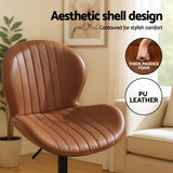 Artiss 2x Bar Stools Kitchen Swivel Gas Lift Counter Chair Shell Leather Brown