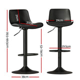 NNEDSZ 2x Bar Stools Padded Seat Gas Lift Black