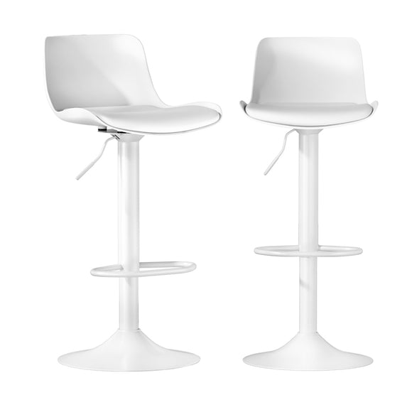 NNEDSZ Artiss Bar Stools Kitchen Swivel Gas Lift Stool Leather Dining Chairs White x2