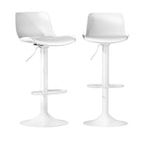 NNEDSZ Artiss Bar Stools Kitchen Swivel Gas Lift Stool Leather Dining Chairs White x2