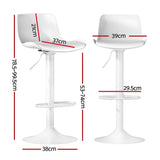 NNEDSZ Artiss Bar Stools Kitchen Swivel Gas Lift Stool Leather Dining Chairs White x2