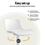 NNEDSZ 4x Artiss Bar Stools Kitchen Swivel Gas Lift Stool Leather Dining Chairs White
