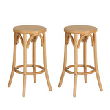 NNEDSZ Artiss 2x Bar Stoosl Rattan Seat Wooden