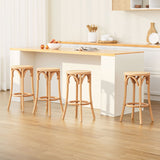 NNEDSZ Artiss 4x Bar Stoosl Rattan Seat Wooden