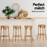 NNEDSZ Artiss 4x Bar Stoosl Rattan Seat Wooden