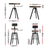 NNEDSZ Artiss Bar Table and Stools Set Dining Desk Industrial Kitchen Chairs Cafe Pub