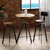 NNEDSZ Artiss Bar Table and Stools Set Dining Desk Industrial Kitchen Chairs Cafe Pub