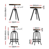 NNEDSZ Artiss Bar Table Stools Set Dining Desk Industrial Kitchen Chairs Cafe Pub