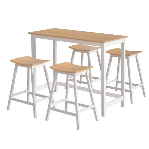 NNEDSZ Artiss Bar Table and Stools Set Dining Desk Solid Wood Kitchen Chairs Cafe Pub