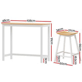 NNEDSZ Artiss Bar Table and Stools Set Dining Desk Solid Wood Kitchen Chairs Cafe Pub