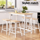 NNEDSZ Artiss Bar Table and Stools Set Dining Desk Solid Wood Kitchen Chairs Cafe Pub