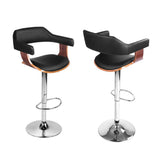NNEDSZ Artiss 4x Bar Stools Gas Lift Leather w/Armrest Black