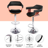 NNEDSZ Artiss 4x Bar Stools Gas Lift Leather w/Armrest Black