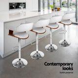 NNEDSZ 2x Artiss Bar Stools Gas Lift Leather with Armrest White