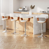 NNEDSZ 2x Artiss Bar Stools Gas Lift Leather with Armrest White