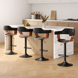 NNEDSZ Artiss 4x Bar Stools Gas Lift Leather w/Armrest All Black