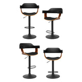 NNEDSZ Artiss 4x Bar Stools Gas Lift Leather w/Armrest All Black