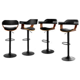 NNEDSZ Artiss 4x Bar Stools Gas Lift Leather w/Armrest All Black