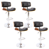 NNEDSZ Artiss 4x Bar Stools Gas Lift Leather Black