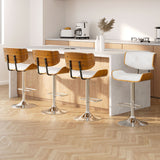 NNEDSZ Artiss 4x Bar Stools Gas Lift Leather White