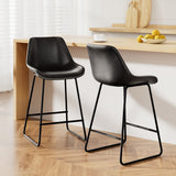 NNEDSZ Artiss Bar Stools Kitchen Counter Barstools Leather Metal Chairs Black x2