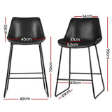 NNEDSZ Artiss Bar Stools Kitchen Counter Barstools Leather Metal Chairs Black x2