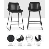 NNEDSZ Artiss Bar Stools Kitchen Counter Barstools Leather Metal Chairs Black x2